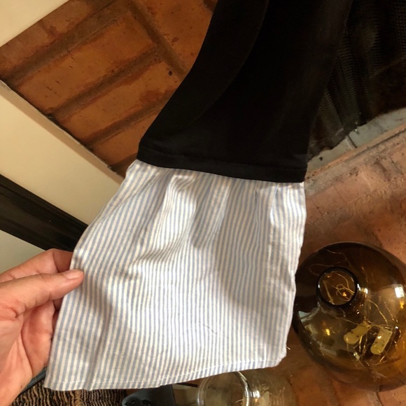 Black TShirt Philosophy Dress Pinstripe Cuffs - Picture 4 of 5